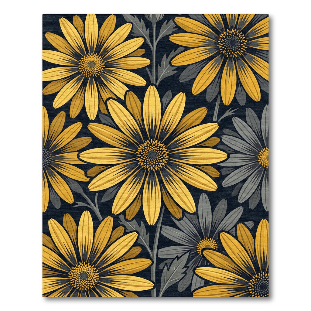 Golden Daisy Art Deco Floral Rug