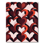 Modern Radiant Red Layered Heart Rug