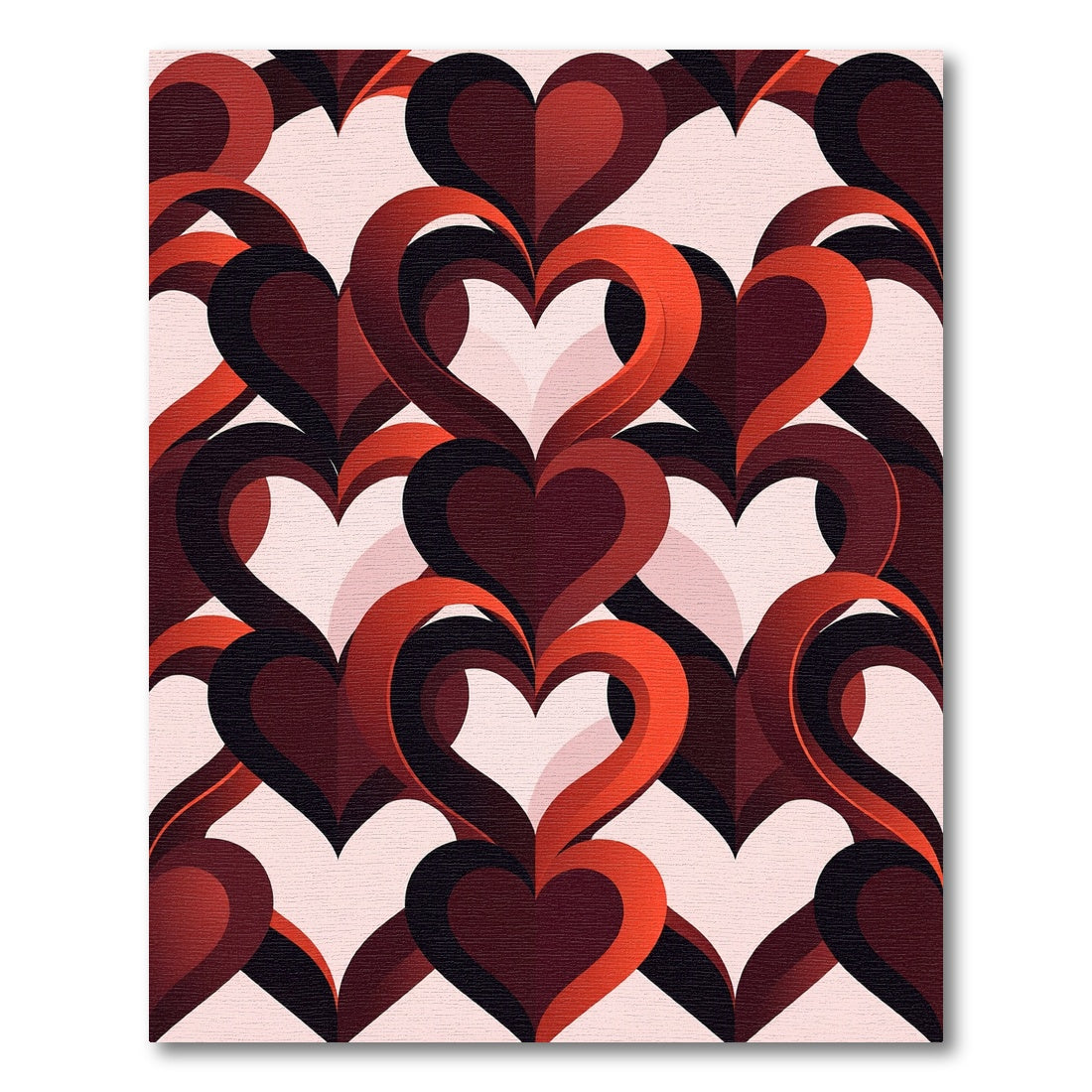 Modern Radiant Red Layered Heart Rug