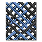 Modern Blue and Gray Interlocked Grid Rug
