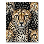Golden Cheetah Spots Black Circles Rug