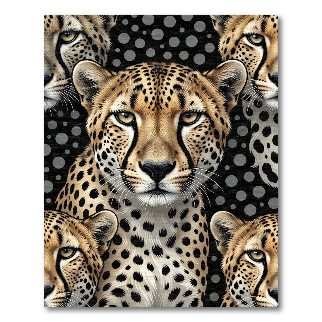 Golden Cheetah Spots Black Circles Rug