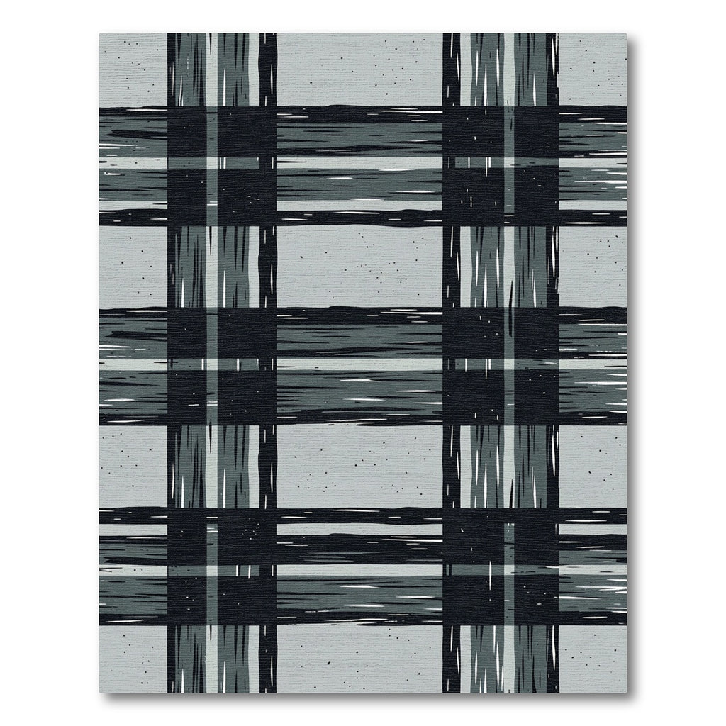 Charcoal and Slate Rustic Plaid Rug