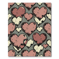 Distressed Pink and Cream Heart Collage Rug