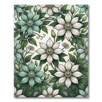 Ethereal Clematis Botanical Sage White Floral Rug