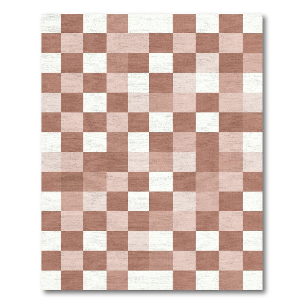 Terracotta and Cream Muted Checkerboard Rug