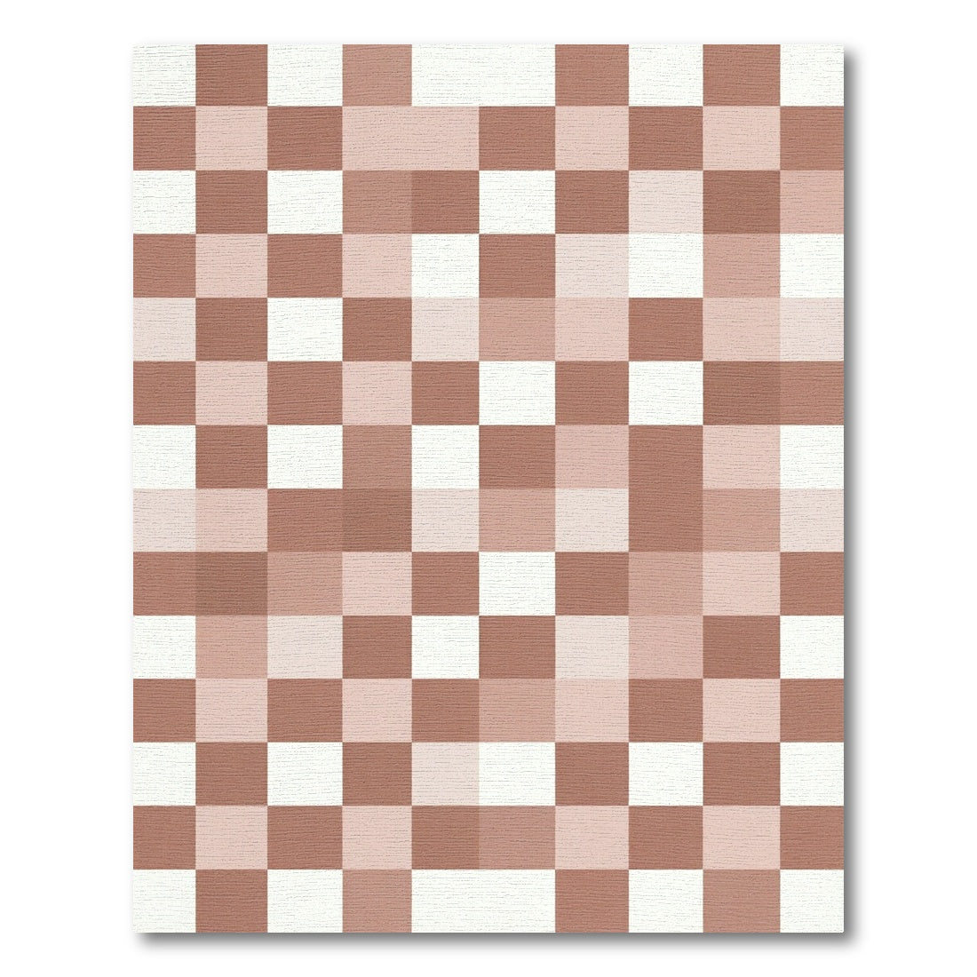 Terracotta and Cream Muted Checkerboard Rug