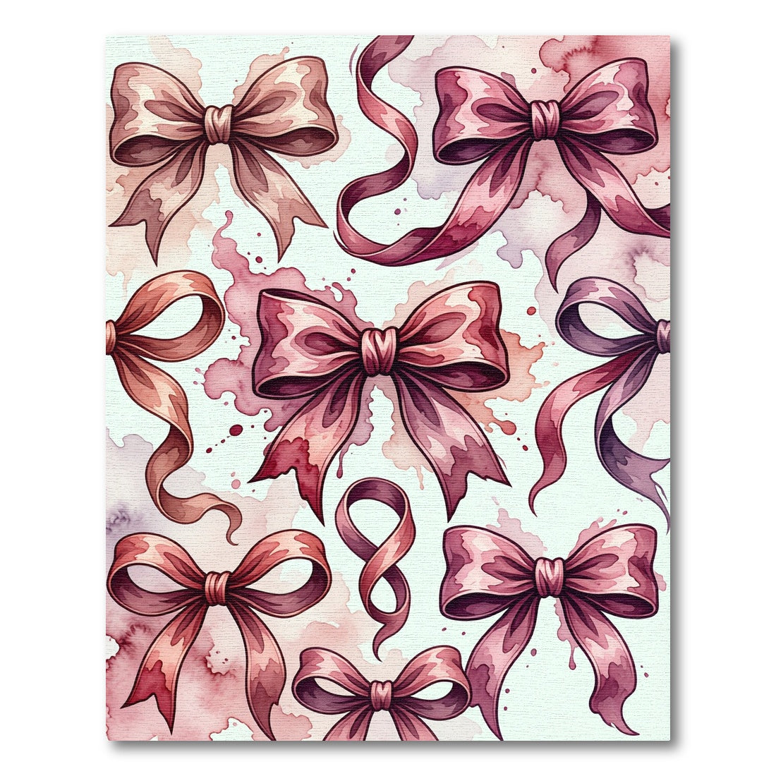 Watercolor Pink Ribbon Bow Composition Rug