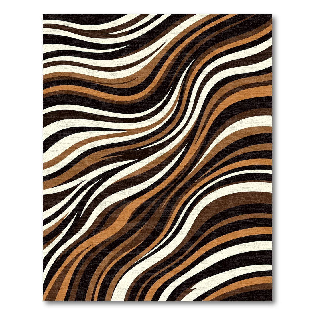Brown Beige Black Wave Stripes Rug