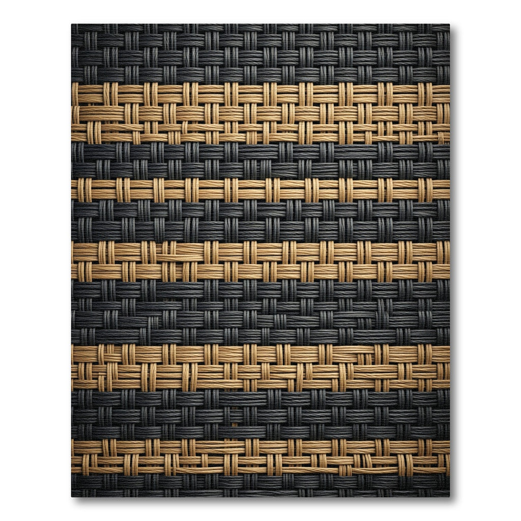 Woven Black and Golden Tan Stripe Rug