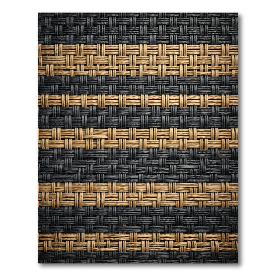Woven Black and Golden Tan Stripe Rug