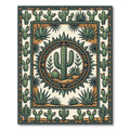 Green Desert Cactus Geometric Medallion Rug
