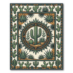 Green Desert Cactus Geometric Medallion Rug