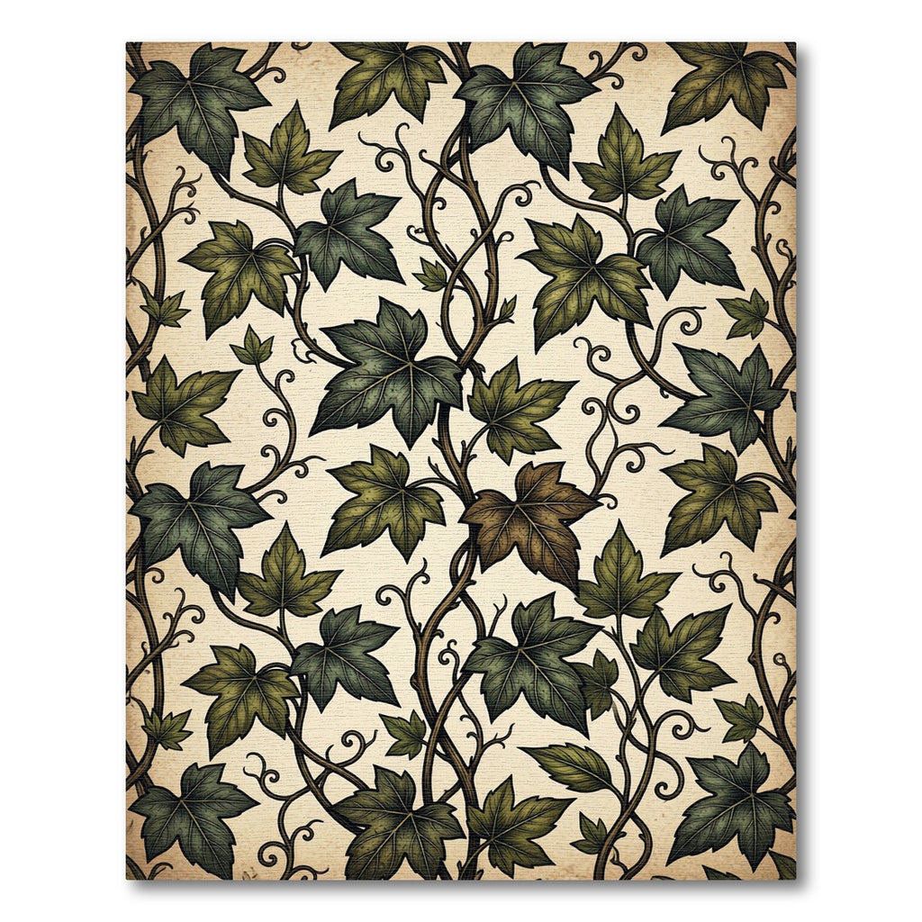 Vintage Botanical Ivy Vine Foliage Rug