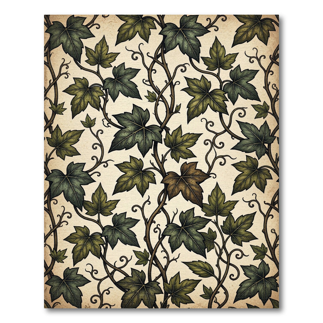Vintage Botanical Ivy Vine Foliage Rug