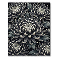 Monochromatic Black Chrysanthemum Flora Rug