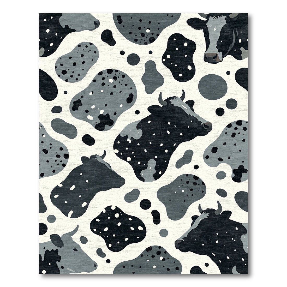 Charming Monochrome Cow Spot Portrait Rug