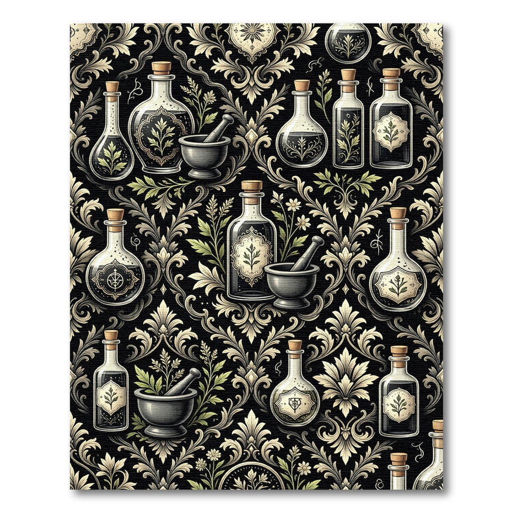 Vintage Apothecary Botanical Dark Floral Rug