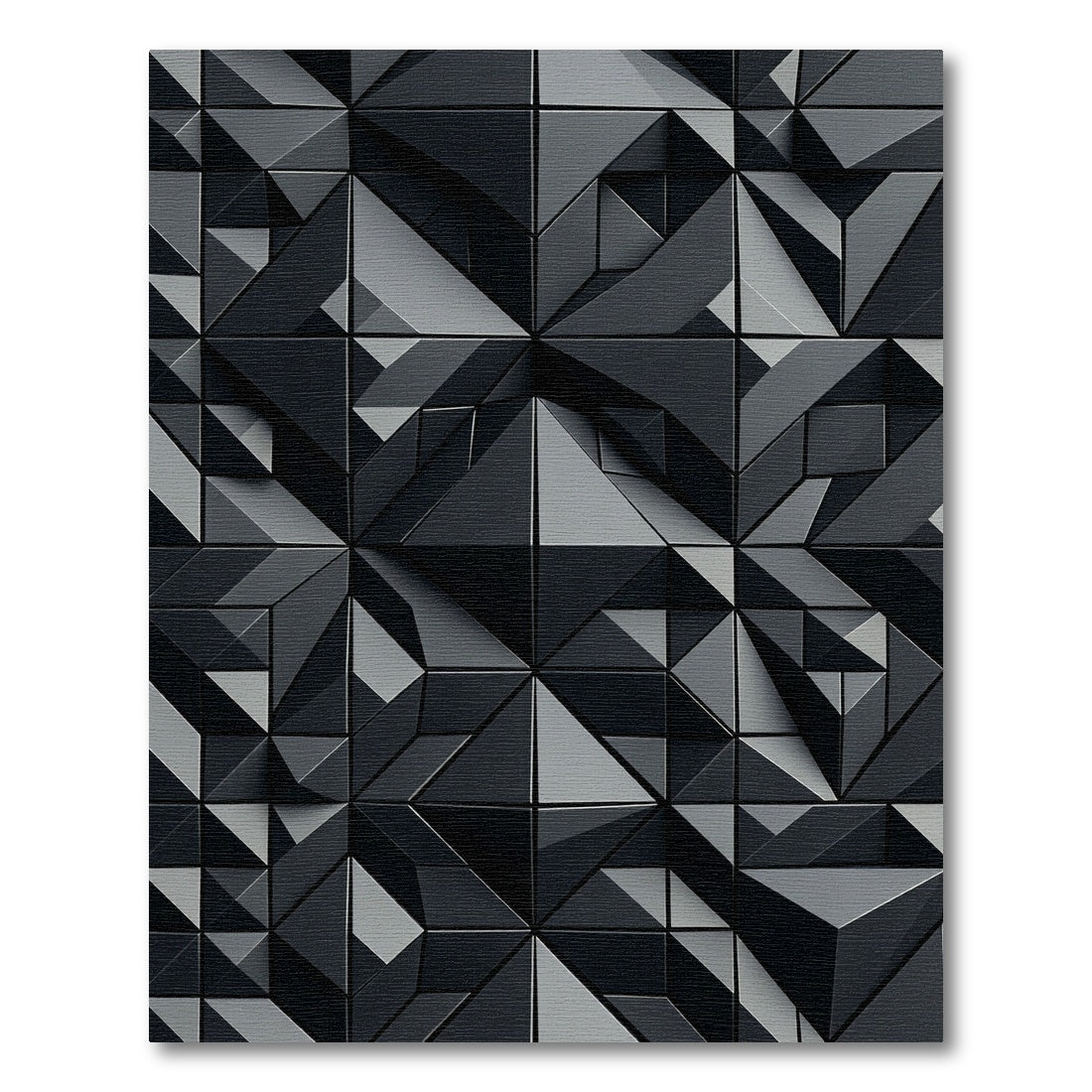 Modern Dark Gray Geometric Facets Rug