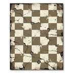 Distressed Earthy Brown Checkerboard Texture Rug
