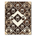 Dark Brown Bone Heart Diamond Grid Rug