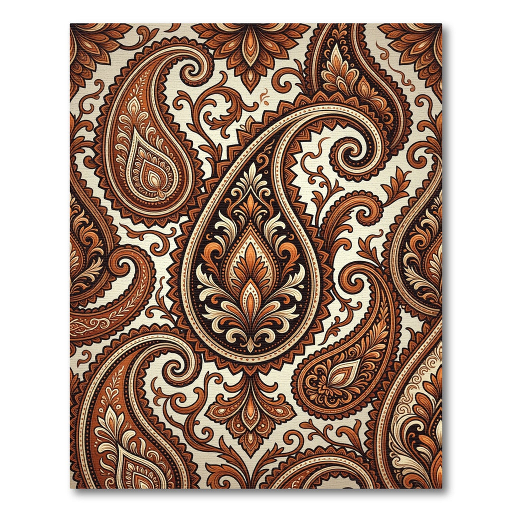 Ornate Golden Brown Paisley Swirl Rug