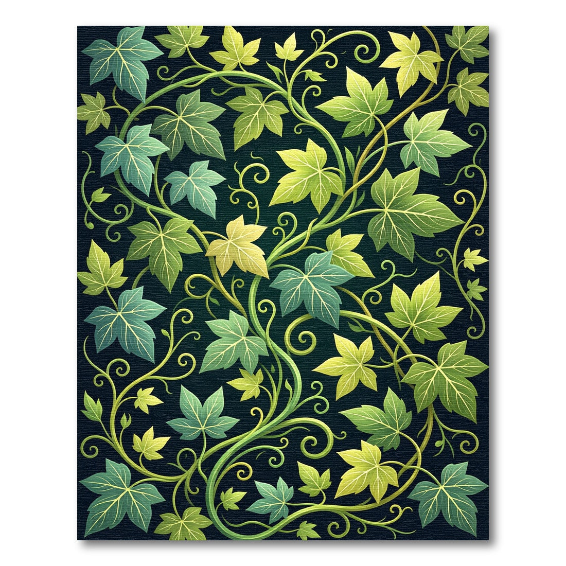 Lush Green Botanical Ivy Vine Rug