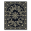 Classic Black Paisley Floral Border Rug