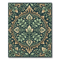 Elegant Sage and Gold Scrolling Medallion Rug