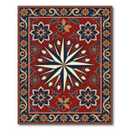 Intricate Crimson Compass Floral Medallion Rug