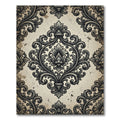 Ornate Charcoal Damask Scroll Filigree Rug