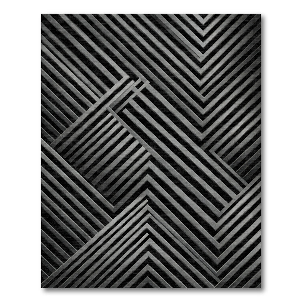 Monochrome Charcoal Inset Chevron Rug
