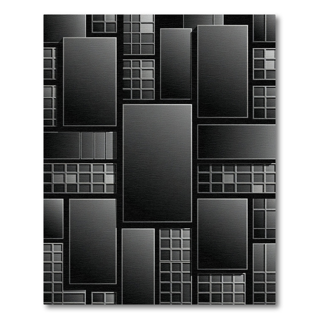 Modern Monochrome Architectural Grid Rug