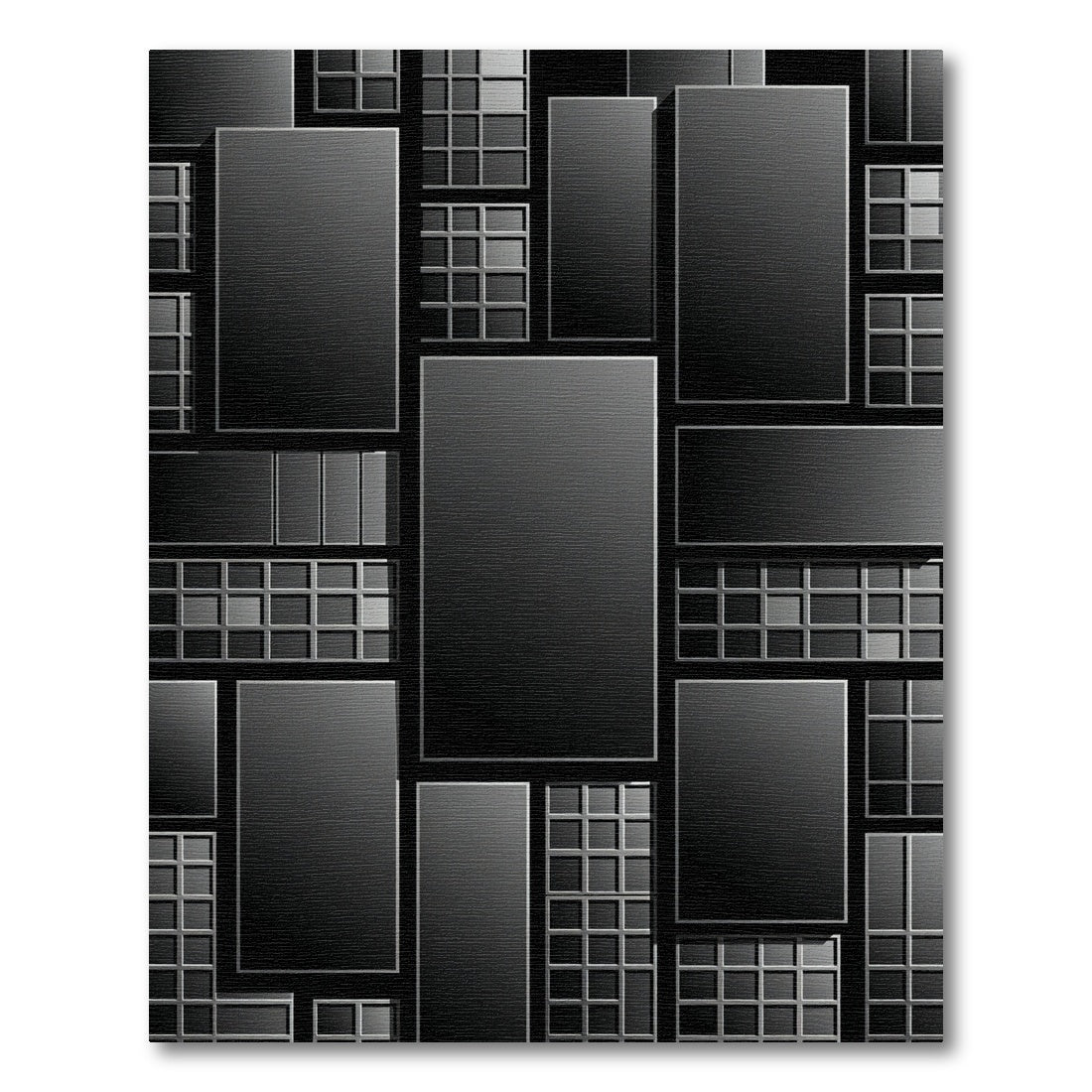 Modern Monochrome Architectural Grid Rug