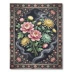 Ethereal Pink Peony and Golden Chrysanthemum Rug
