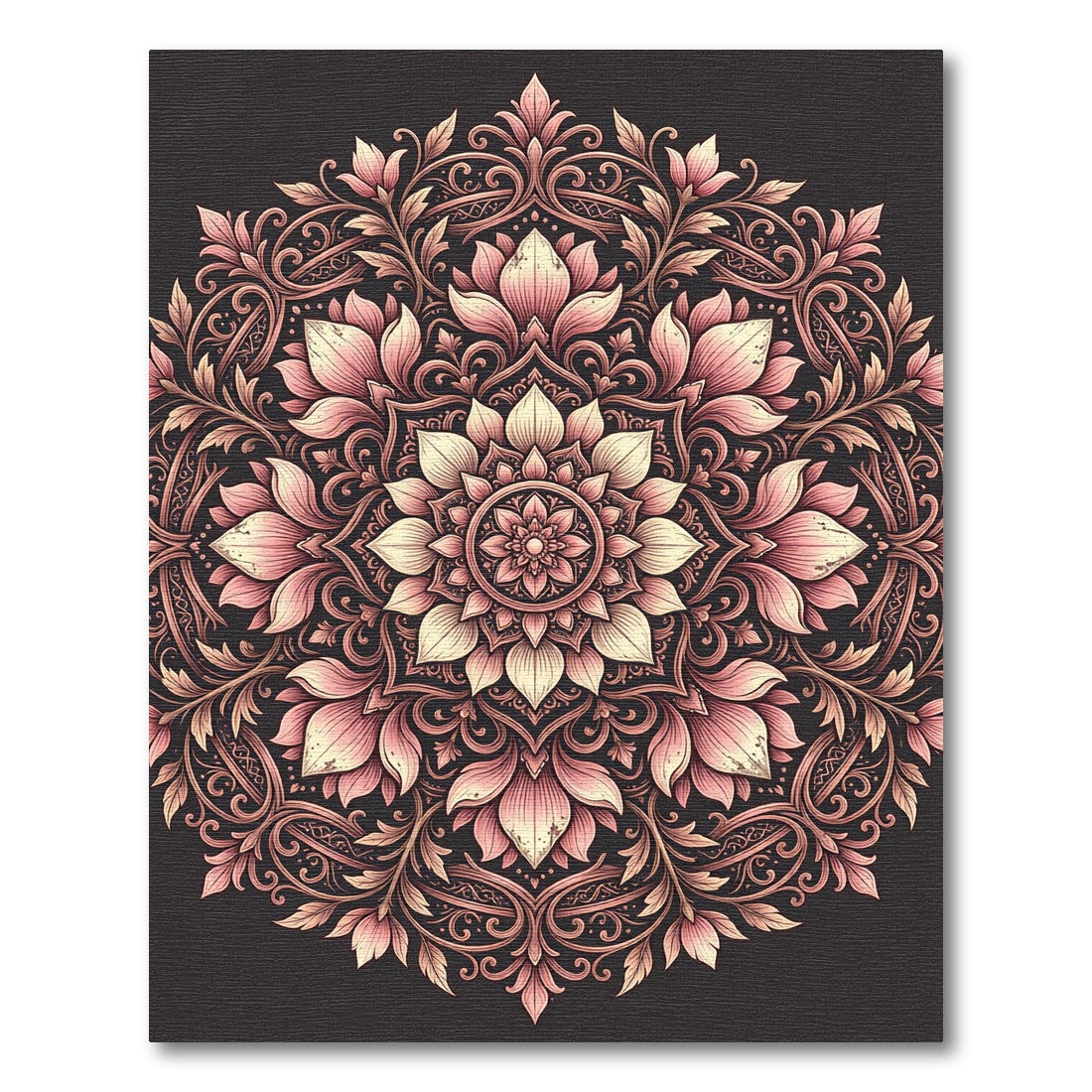 Ornate Pink Blossom Mandala Rug