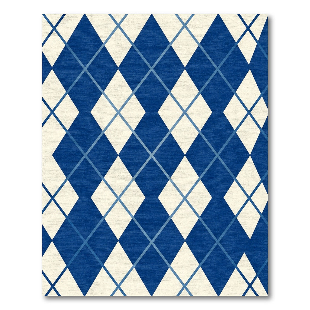 Navy Blue Contemporary Argyle Geometric Rug