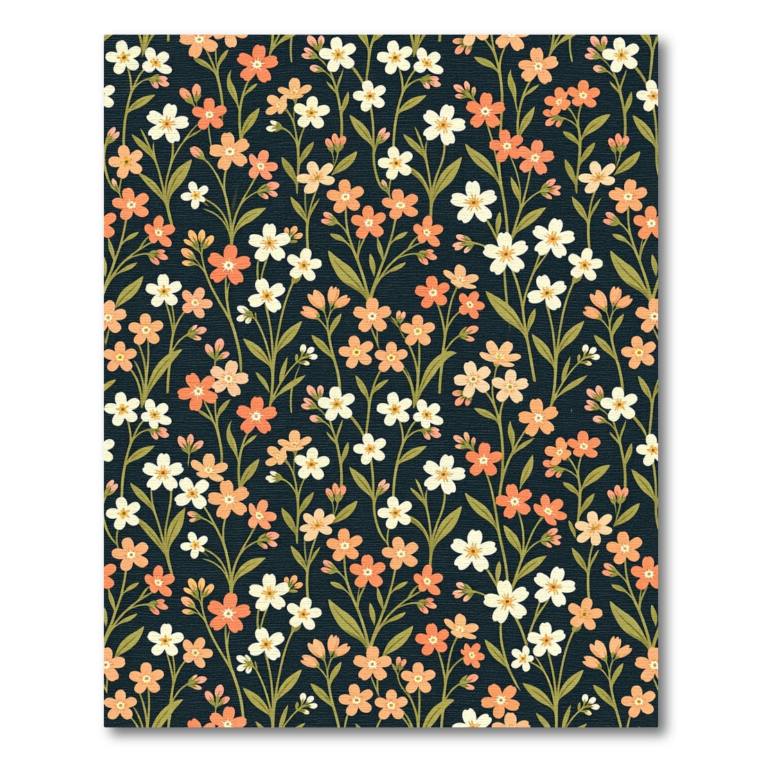 Coral White Floral Vine Garden Rug