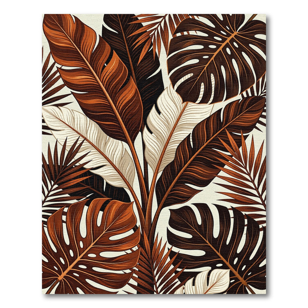 Lush Earthy Tone Tropical Foliage Rug