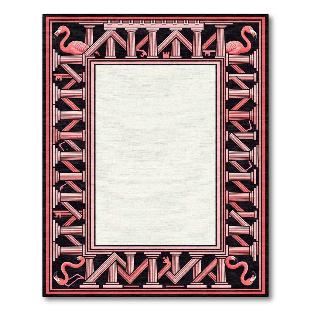 Pink Flamingo Architectural Art Deco Rug
