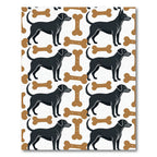 Playful Black Dog and Bone Icon Rug