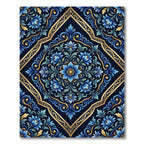 Classic Blue Gold Floral Damask Rug