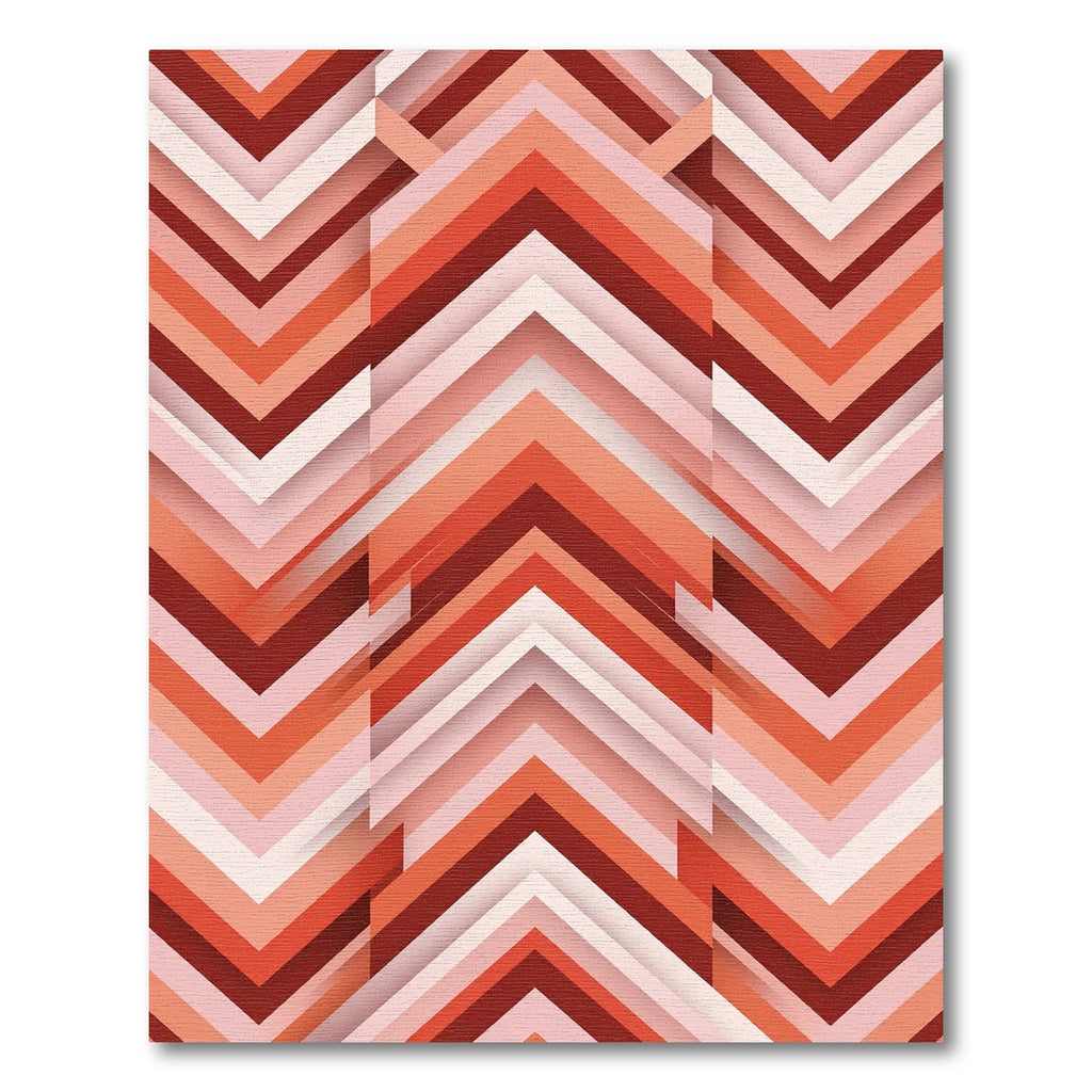 Modern Terracotta Geometric Chevron Streak Rug