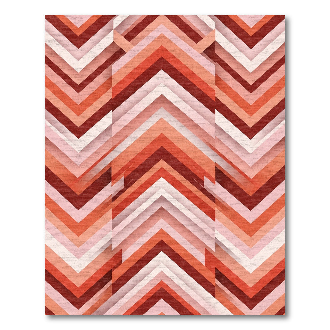 Modern Terracotta Geometric Chevron Streak Rug