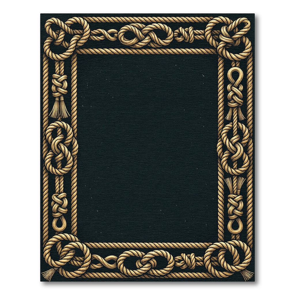 Golden Nautical Rope Knot Border Rug