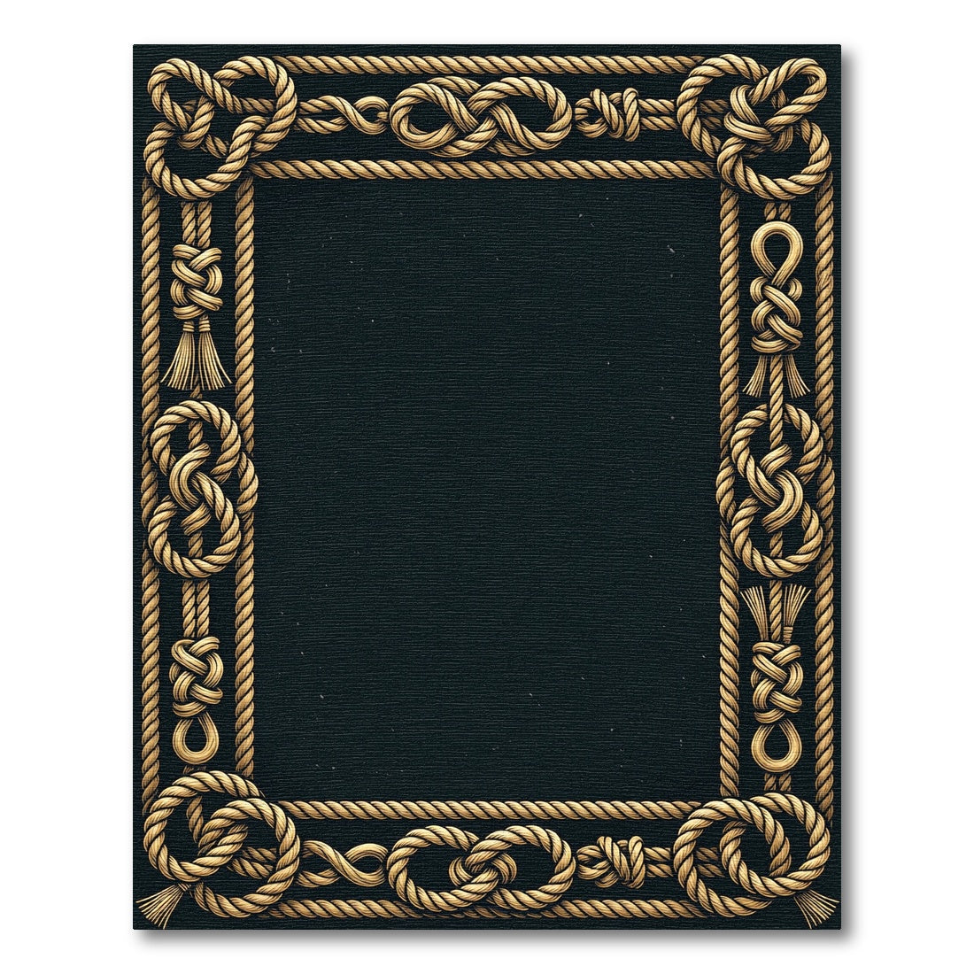 Golden Nautical Rope Knot Border Rug