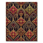 Gothic Crimson Gold Trefoil Arch Ornament Rug