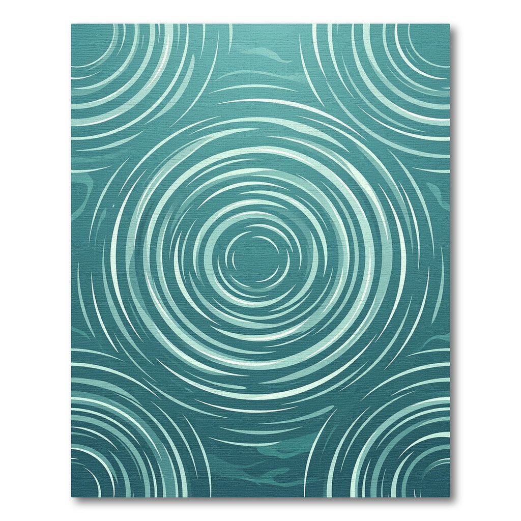 Turquoise Ripple Swirl Arrangement Rug