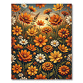 Vibrant Golden Cosmos Floral Meadow Rug
