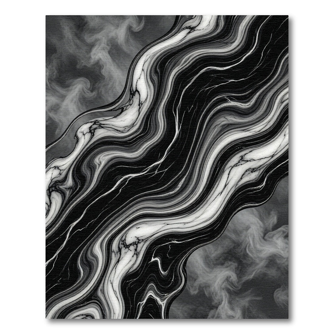 Luxurious Black White Marble Swirl Rug